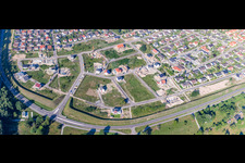 Vogelring new development area in Jockgrim in the state Rhineland-Palatinate, Germany from a drone