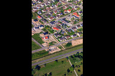 Oblique view of Forstlandallee in Jockgrim in the state Rhineland-Palatinate, Germany