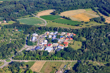 Drone recording of Mittelwegring commercial area in Jockgrim in the state Rhineland-Palatinate, Germany