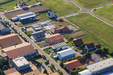 Im Gerueut industrial estate from the east in Hatzenbühl in the state Rhineland-Palatinate, Germany