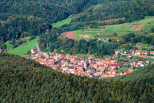 Village in the Palatinate Forest from the east in Vorderweidenthal in the state Rhineland-Palatinate, Germany