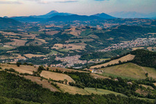 Bird's eye view of Cartoceto in the state The Marches, Italy