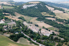 Drone recording of Cartoceto in the state The Marches, Italy