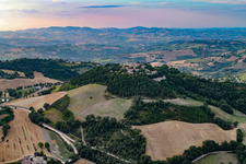 Cartoceto in the state The Marches, Italy seen from a drone
