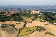 Town View of the streets and houses of Fratte Rosa in Marche, Italy