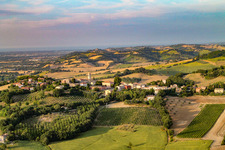 Aerial photograpy of Sant'Ippolito in the state The Marches, Italy