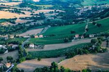 Aerial view of Santa Maria della Valle in the state The Marches, Italy