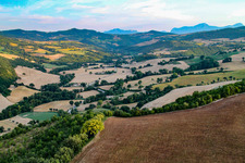 Bird's eye view of Santa Maria della Valle in the state The Marches, Italy