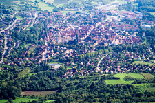 From the south in Wissembourg in the state Bas-Rhin, France seen from above