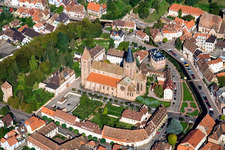 Aerial view of Cathedral in Wissembourg in the state Bas-Rhin, France