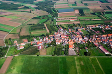 Village in Viehstrich on the edge of the Bienwald from the south in Schweighofen in the state Rhineland-Palatinate, Germany