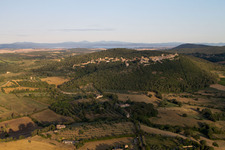 Aerial photograpy of Montefollonico in the state Tuscany, Italy