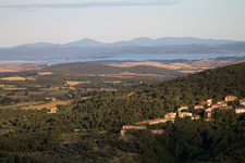 Oblique view of Montefollonico in the state Tuscany, Italy
