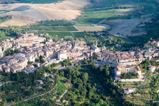 Bird's eye view of Montepulciano in the state Siena, Italy