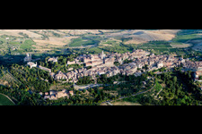 Panorama of the town area and the surrounding area in Montepulciano in the state Siena, Italy
