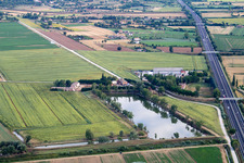 Aerial view of Abbadia di Montepulciano in the state Umbria, Italy