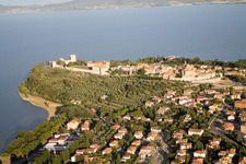 Oblique view of Castiglione del Lago in the state Umbria, Italy