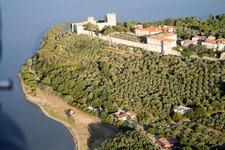 Castiglione del Lago in the state Umbria, Italy from above