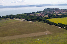 Castiglione del lago in the state Umbria, Italy from the plane