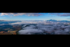 Sunrise over the clouds and countryside in Montepulciano in Toscana, Italy