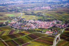 Wine-growing village under the small Kalmit from the southwest in Ilbesheim bei Landau in the state Rhineland-Palatinate, Germany