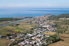 Aerial view of Castiglione della Pescaia in the state Tuscany, Italy