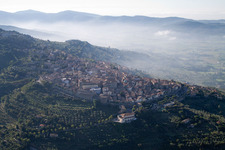 Aerial view of Cortona in the state Arezzo, Italy