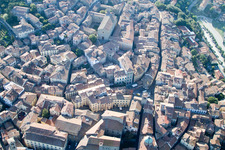 Cortona in the state Arezzo, Italy from above