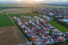 Aerial view of Siedlerweg new development area Brotäcker in Steinweiler in the state Rhineland-Palatinate, Germany