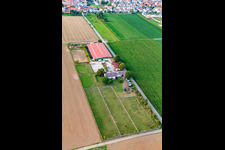 Drone recording of Equestrian center Fohlenhof in Steinweiler in the state Rhineland-Palatinate, Germany