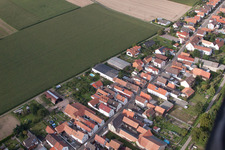 Bird's eye view of Saarstr in Kandel in the state Rhineland-Palatinate, Germany
