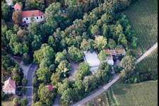 Company premises of SEKA Schutzbelüftung GmbH with halls, company buildings and production facilities in the district Wollmesheim in Landau in der Pfalz in the state Rhineland-Palatinate, Germany from above