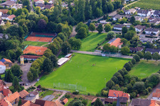 Aerial photograpy of Football field Mörzheim in the district Mörzheim in Landau in der Pfalz in the state Rhineland-Palatinate, Germany