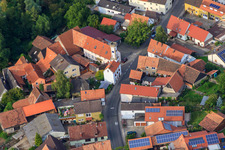 Türmel (Town Hall on Upper Main Street) in Oberhausen in the state Rhineland-Palatinate, Germany from above