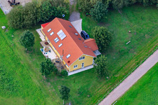 Bienwald Icelandic Horse Stud in Freckenfeld in the state Rhineland-Palatinate, Germany seen from above