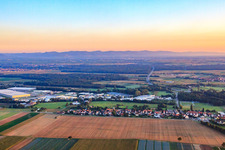 Aerial view of Village view from the south in the district Minderslachen in Kandel in the state Rhineland-Palatinate, Germany