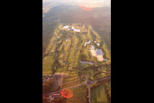Aerial photograpy of Golf Club Dreihof in the morning in the district Dreihof in Essingen in the state Rhineland-Palatinate, Germany