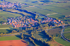 Village view west of the A65 in Knöringen in the state Rhineland-Palatinate, Germany