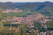Aerial view of Village - view on the edge of wine yards in Maikammer in the state Rhineland-Palatinate