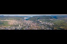 Aerial view of Panorama in Neustadt an der Weinstraße in the state Rhineland-Palatinate, Germany