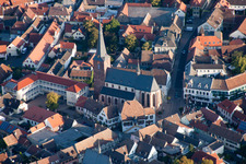 Oblique view of Old Town area and city center in Deidesheim in the state Rhineland-Palatinate