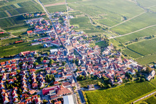 Aerial view of Village - view on the edge of wine yards in Herxheim am Berg in the state Rhineland-Palatinate, Germany