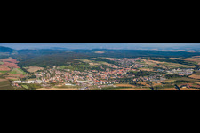 Panoramic perspective of Town View of the streets and houses of the residential areas in Kirchheimbolanden in the state Rhineland-Palatinate, Germany
