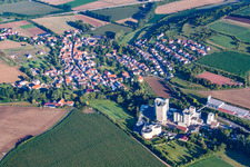 Aerial view of Town View of the streets and houses of the residential areas in Bischheim in the state Rhineland-Palatinate