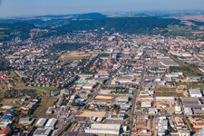Aerial photograpy of Town View of the streets and houses of the residential areas in Bad Kreuznach in the state Rhineland-Palatinate