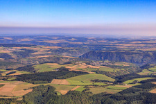 Village view above the Middle Rhine Valley from the southwest in the district Dellhofen in Oberwesel in the state Rhineland-Palatinate, Germany
