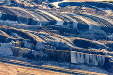 Traces and scars of open-cast lignite mining Inden in the district Altdorf in Inden in the state North Rhine-Westphalia, Germany