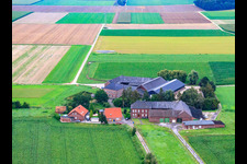 Oblique view of Landwehr farmstead in Grefrath in the state North Rhine-Westphalia, Germany