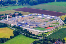 Aerial view of Prison grounds surrounded by security fence Geldern in the district Pont in Geldern in the state North Rhine-Westphalia, Germany