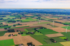 Wind farm on the Lower Rhine in the district Keppeln in Uedem in the state North Rhine-Westphalia, Germany